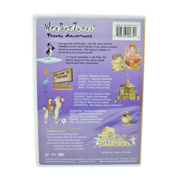 WeeBeeTunes Travel Adventures: The Journey Continues (DVD, 2002) New - Picture 2 of 2